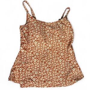 Kona Sol Orange Floral Tankini Swim Top